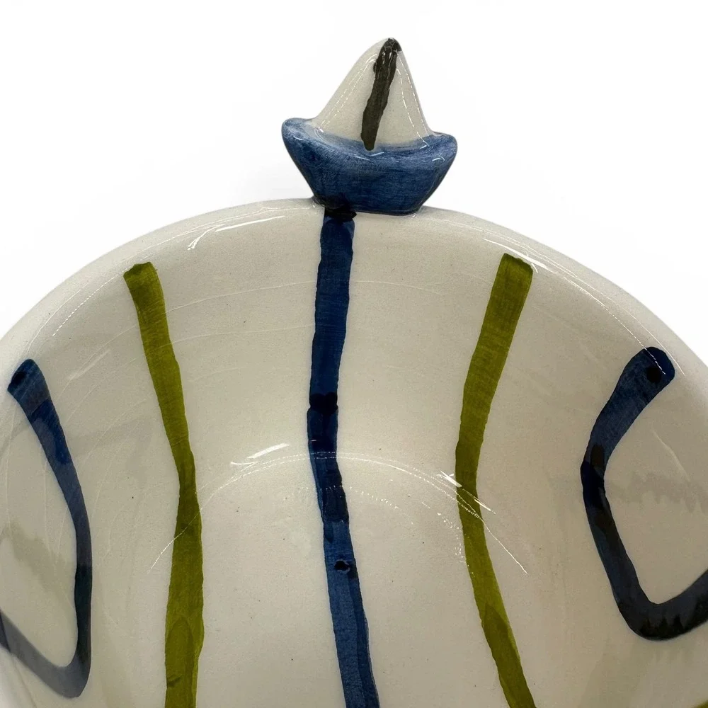 Mud Pie Skinny Dipping Trout and Sailboat Ceramic Dipping Bowl Set 2 Piece